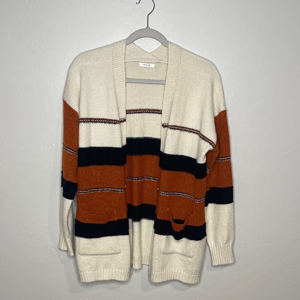 Maurices Cozy Orange Black and Cream‎ Women's Cardigan Sweater